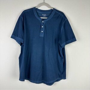 Untuckit Men’s Blue Westerman Short Sleeve 100% Cotton Henley Shirt Size XL
